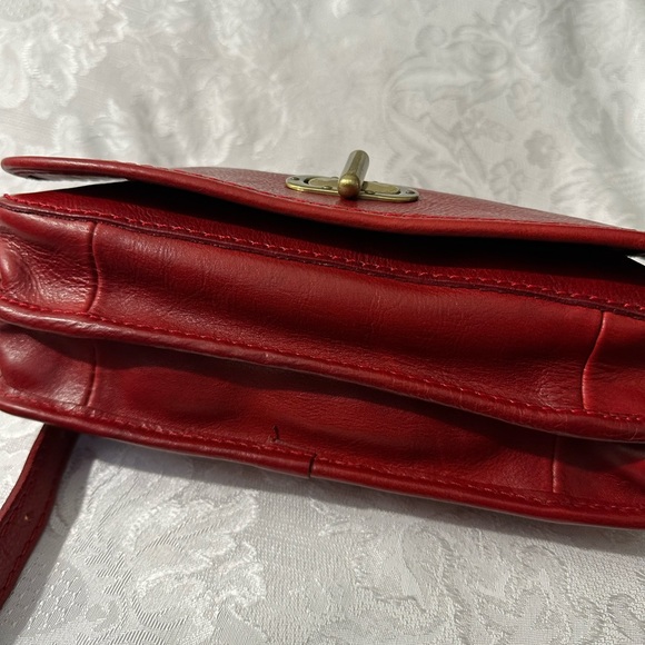 Made in Italy Real Leather Crossbody Purse Red- NWOT - Picture 7 of 14